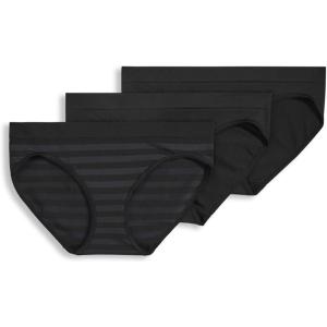 image:imageJockey Womens Underwear Seamfree Bikini  3 PackBlack StripeBlackBlack