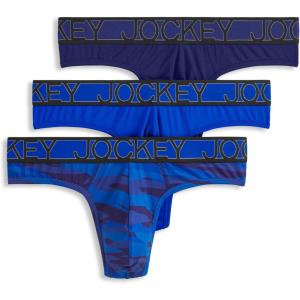 image:imageJockey Mens Underwear Microfiber Stretch Thong  3 PackMajestic BlueOceanic CamoOutrageous Blue