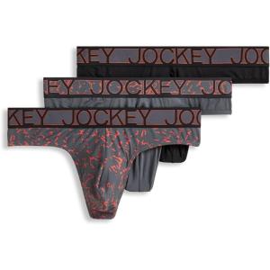 image:imageJockey Mens Underwear Microfiber Stretch Thong  3 PackStriated Steel