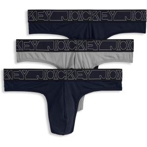 image:imageJockey Mens Underwear Microfiber Stretch Thong  3 PackTrue NavyQuartz GreyTrue Navy