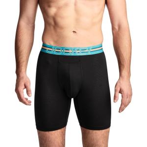 image:imageJockey Sport Mens Underwear Stability Pouch Microfiber 9 Long Leg Boxer BriefBlack Ocean