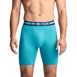 image:imageJockey Sport Mens Underwear Stability Pouch Microfiber 9 Long Leg Boxer BriefOcean Teal