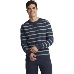 image:imageJockey Mens Loungewear Lightweight Cotton Blend Fleece Crew SweatshirtLagoon Stripe