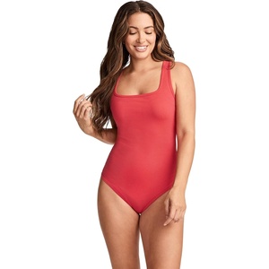image:imageJockey Womens Activewear Organic Cotton Stretch Tank Strap Thong BodysuitDragonfruit Red