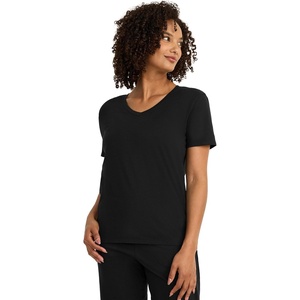 image:imageJockey Womens Sleepwear Organic Cotton Stretch Short Sleeve VNeck TopBlack