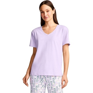 image:imageJockey Womens Sleepwear Organic Cotton Stretch Short Sleeve VNeck TopDreamy Purple