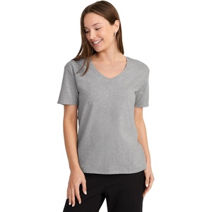 image:imageJockey Womens Sleepwear Organic Cotton Stretch Short Sleeve VNeck TopGrey Heather