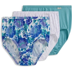 image:imageJockey Womens Underwear 100 Cotton Elance Brief  3 PackCoveRain StripeLuscious Blue Bloom