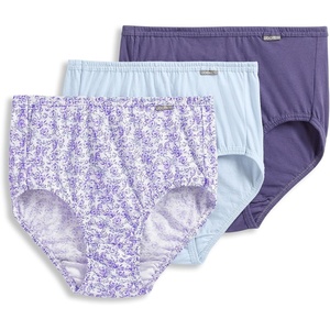 image:imageJockey Womens Underwear 100 Cotton Elance Brief  3 PackMidnight IrisBouquet BloomFrothy Blue
