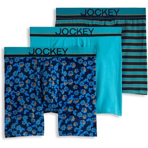 image:imageJockey Mens Underwear True Style 6 Boxer Brief  3 PackBlooming FloralOcean SurfMystery Stripe