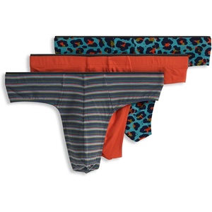 image:imageJockey Mens Underwear True Style Thong  3 PackLeafy Stripe