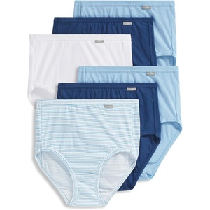 image:imageJockey Womens Underwear Plus Size 100 Cotton Elance Brief  6 PackWhiteBoardwalk StripeMarina BlueBlue StardustMarina BlueBlue Stardust