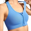 image:imageJockey Womens Bra Seamfree Mid Impact Zip Front Sports BraCrisp Blue