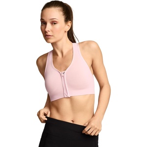 image:imageJockey Womens Bra Seamfree Mid Impact Zip Front Sports BraPink Shadow