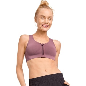 image:imageJockey Womens Bra Seamfree Mid Impact Zip Front Sports BraPurple Haze