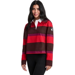 image:imageJockey Womens Activewear 1876 Collection Cropped Rugby Polo1876 Red Stripe