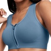 image:imageJockey Womens Bra Seamfree Mid Impact Zip Front Sports BraHarbor Blue