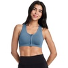 image:imageJockey Womens Bra Seamfree Mid Impact Zip Front Sports BraHarbor Blue