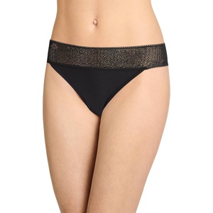 image:imageJockey Womens Underwear Soft Touch Lace Modal ThongBlack