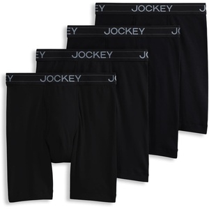 image:imageJockey Mens Underwear Lightweight Cotton Blend 7 Long Leg Boxer Brief  4 PackBlack