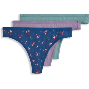 image:imageJockey Womens Underwear Organic Cotton Stretch Logo Thong  3 PackMushroom Toss