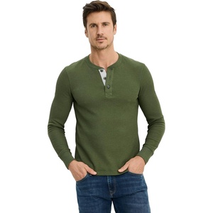 image:imageJockey Mens Baselayer Long Sleeve Waffle HenleyMilitary Green Heather Out