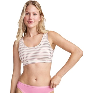 image:imageJockey Womens Bra Organic Cotton Stretch Tank Strap BraletteFawn Stripe