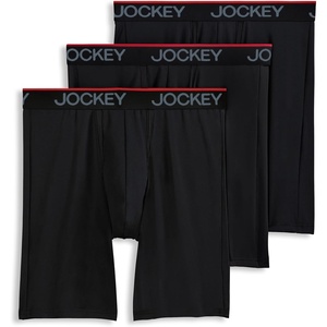 image:imageJockey Mens Underwear Chafe Proof Pouch Microfiber 85 Long Leg Boxer Brief  3 PackBlack Night