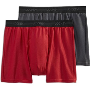 image:imageJockey Mens Underwear Ultimate Freedom Boxer Brief  2 PackTrusted GreyCandied Red