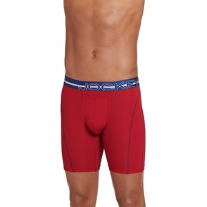 image:imageJockey Sport Mens Underwear Silver Microfiber 9 Long Leg Boxer BriefBest Red