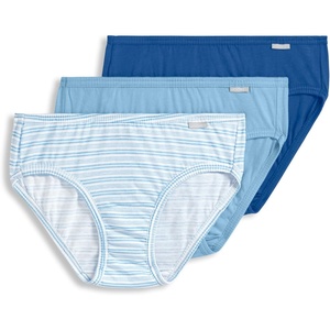image:imageJockey Womens Underwear 100 Cotton Elance Bikini  3 PackBlue StardustBoardwalk StripeMarina Blue