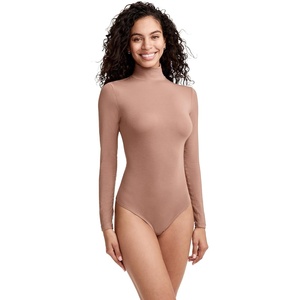 image:imageJockey Womens Activewear Supersoft Mock Neck BodysuitAlmond